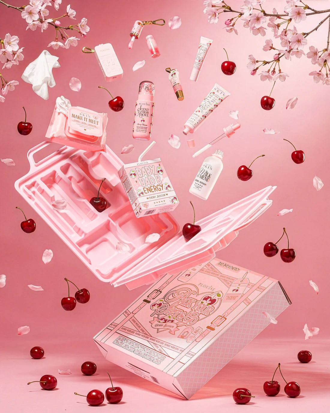 Pack Your Sh*t And Go Suitcase - Cherry Blossom - Worth £104