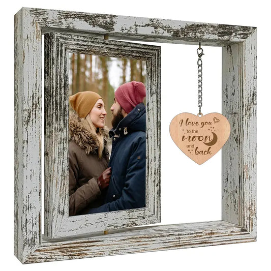 Rotating Double-Sided Photo Frame "I Love You to the Moon and Back"