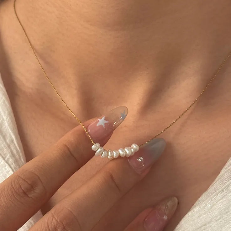 🌊  18K Gold PVD Freshwater Pearl Necklace 🌊