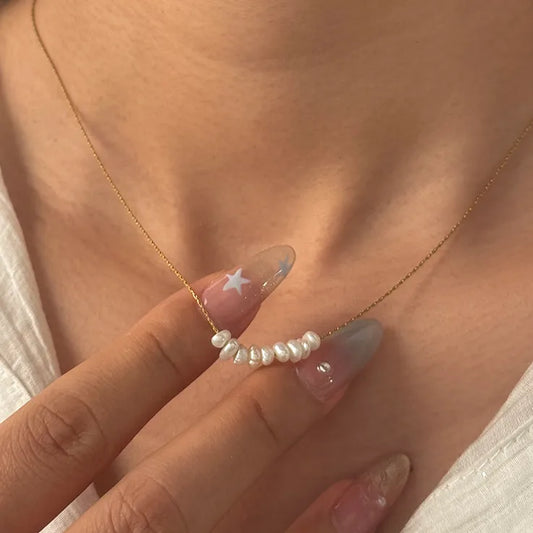 🌊  18K Gold PVD Freshwater Pearl Necklace 🌊