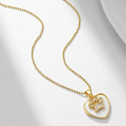 🐾 Paw Print Heart Pendant Necklace 🐾