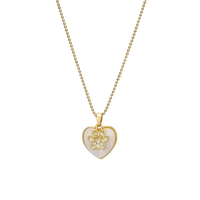 🐾 Paw Print Heart Pendant Necklace 🐾
