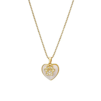 🐾 Paw Print Heart Pendant Necklace 🐾