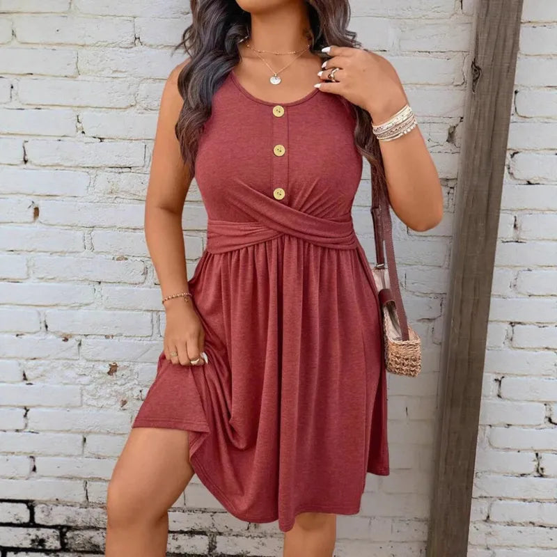 👗 A-Line Dress – Button Detail 👗