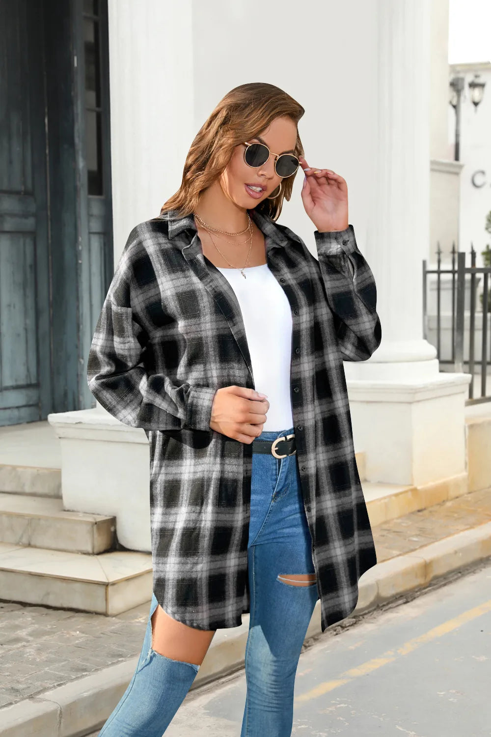 🍂 Retro Mid-Length Plaid Shirt 🍂