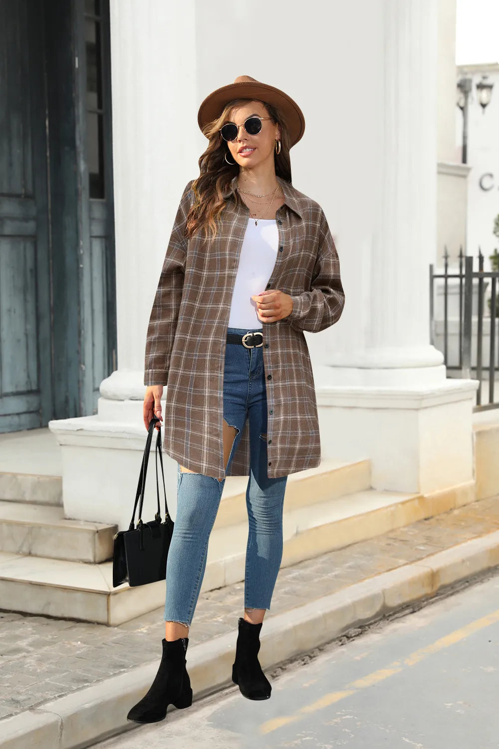 🍂 Retro Mid-Length Plaid Shirt 🍂