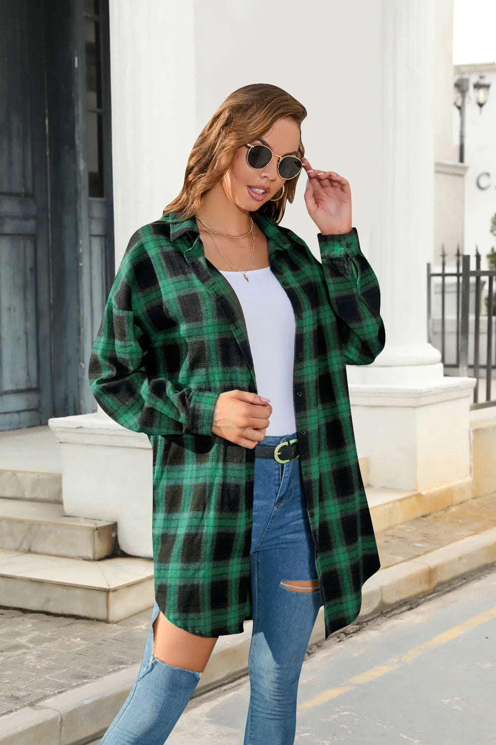 🍂 Retro Mid-Length Plaid Shirt 🍂