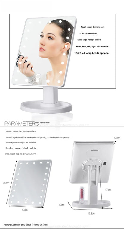 🎀  Portable Princess Mirror with LED Touch Light  🎀
