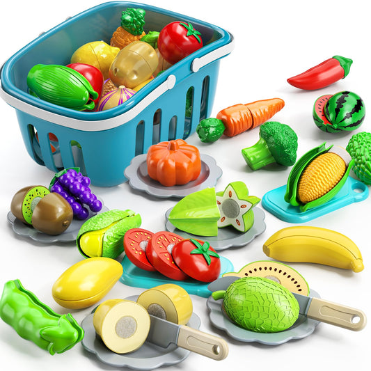 70pc Kids Play Food Cutting Set with Storage Case