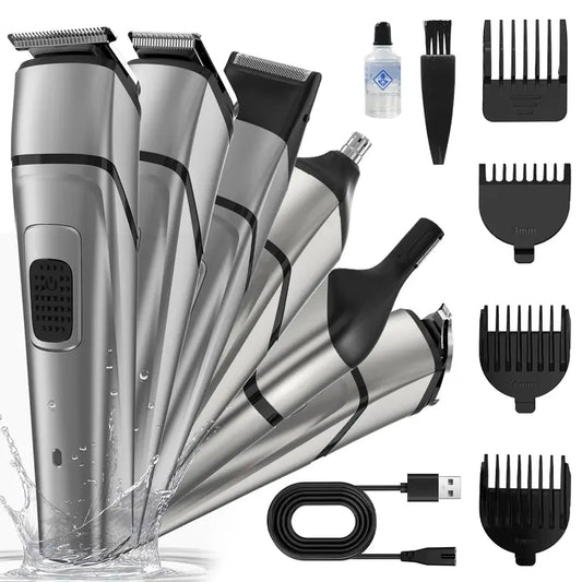 Grey Men's Electric Body Hair Trimmer Cordless Grooming Kit