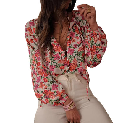 🌹 Retro Patchwork Rose Print Long Sleeve Shirt 🌹