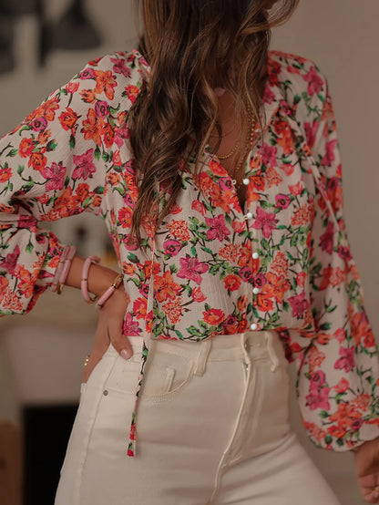 🌹 Retro Patchwork Rose Print Long Sleeve Shirt 🌹