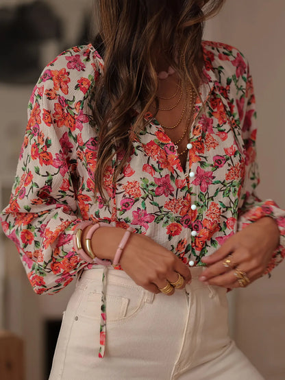 🌹 Retro Patchwork Rose Print Long Sleeve Shirt 🌹