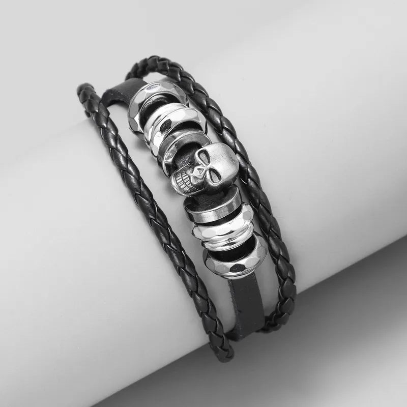 💀 Retro Skull PU Leather Men’s Bracelet 💀