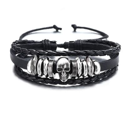 💀 Retro Skull PU Leather Men’s Bracelet 💀