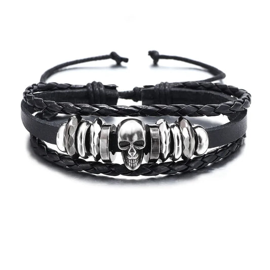 💀 Retro Skull PU Leather Men’s Bracelet 💀