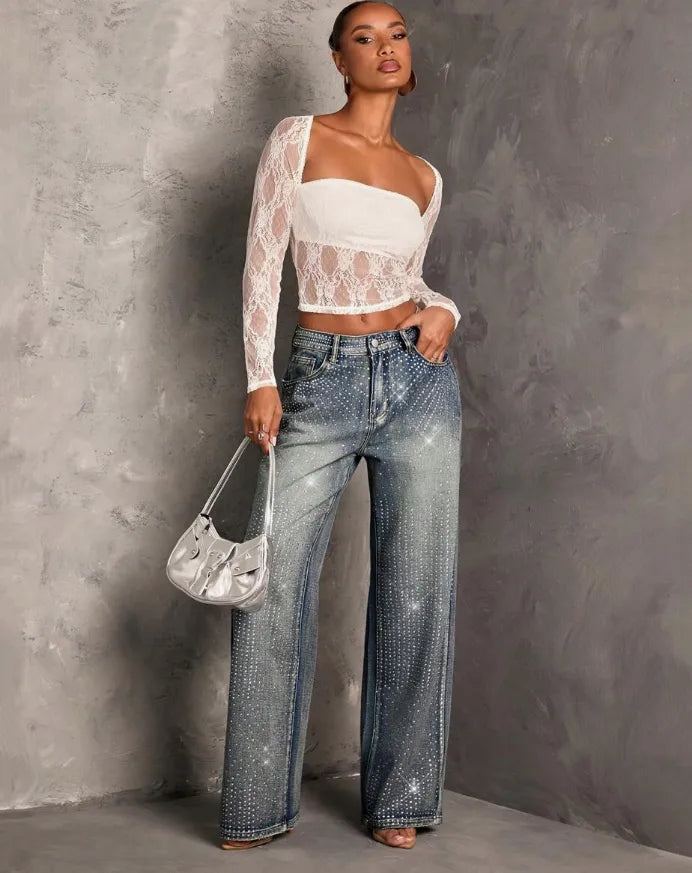 💎 Rhinestone Straight-Leg Jeans 💎
