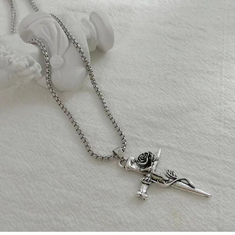 Rose Cross Necklace