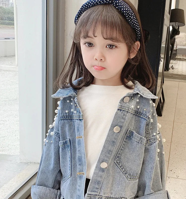 ✨ Girl's Pearl Denim Jacket ✨