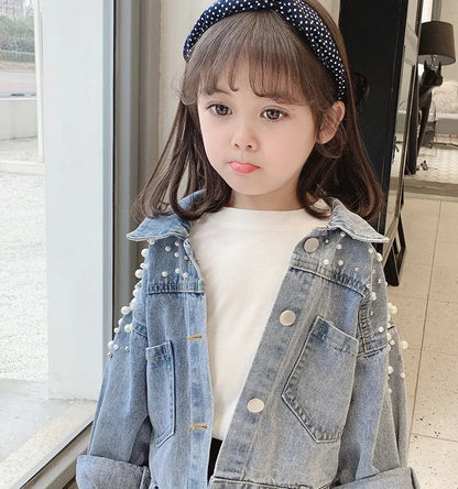 ✨ Girl's Pearl Denim Jacket ✨