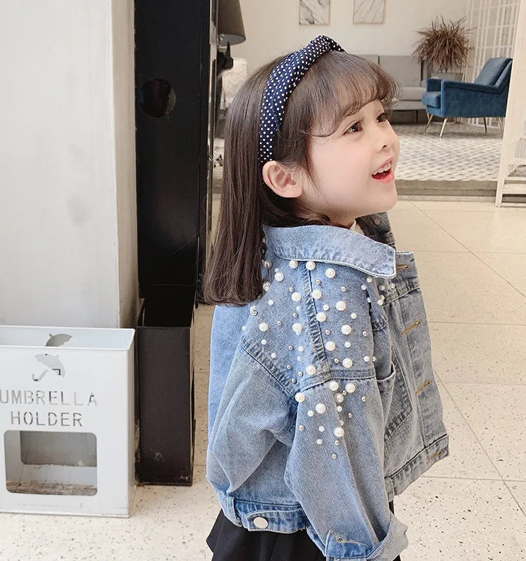 ✨ Girl's Pearl Denim Jacket ✨
