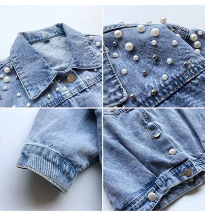 ✨ Girl's Pearl Denim Jacket ✨