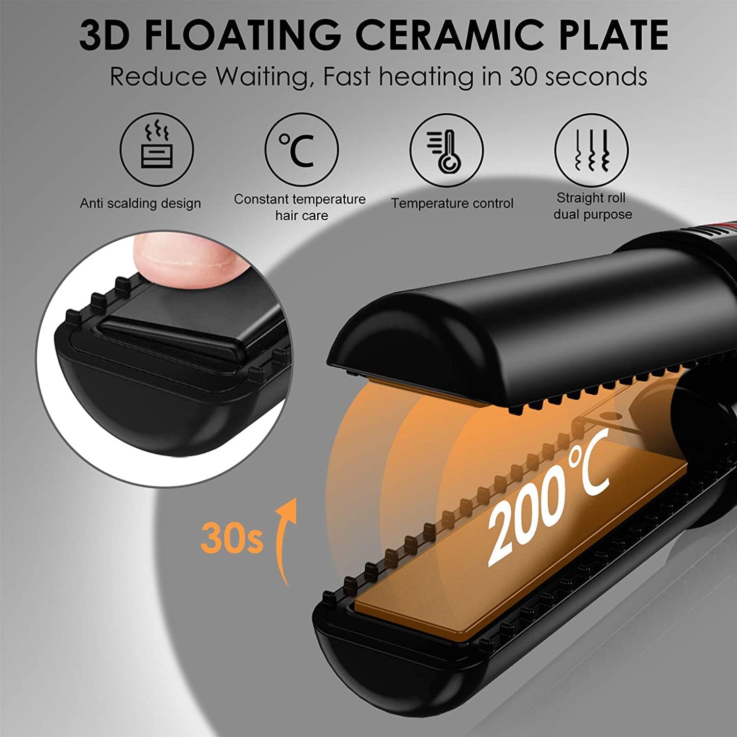 Mini Cordless Hair Straightener and Curler - Black