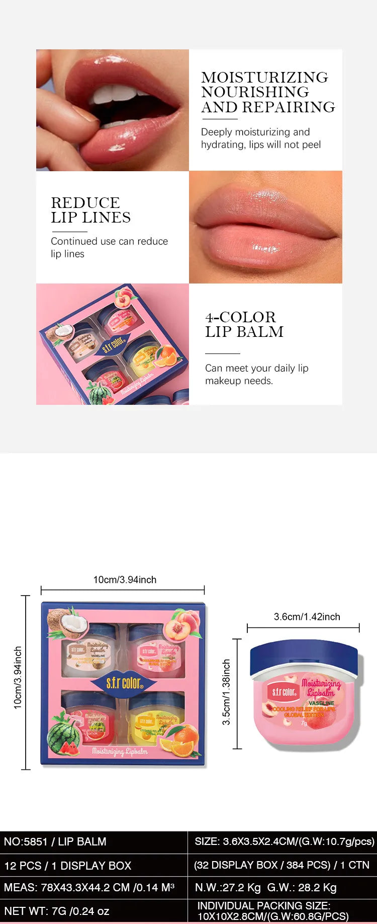 .💄✨ S.F.R 4pc Mini Lip Gloss & Lip Care Set ✨💄