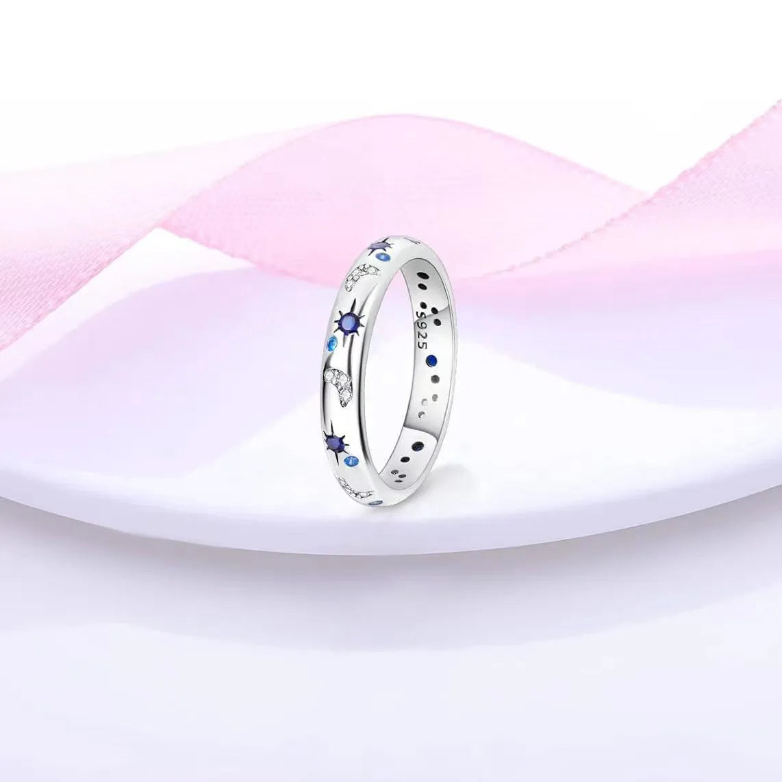 🌌⭐ Sterling Silver 925 Starry Sky Ring ⭐🌌