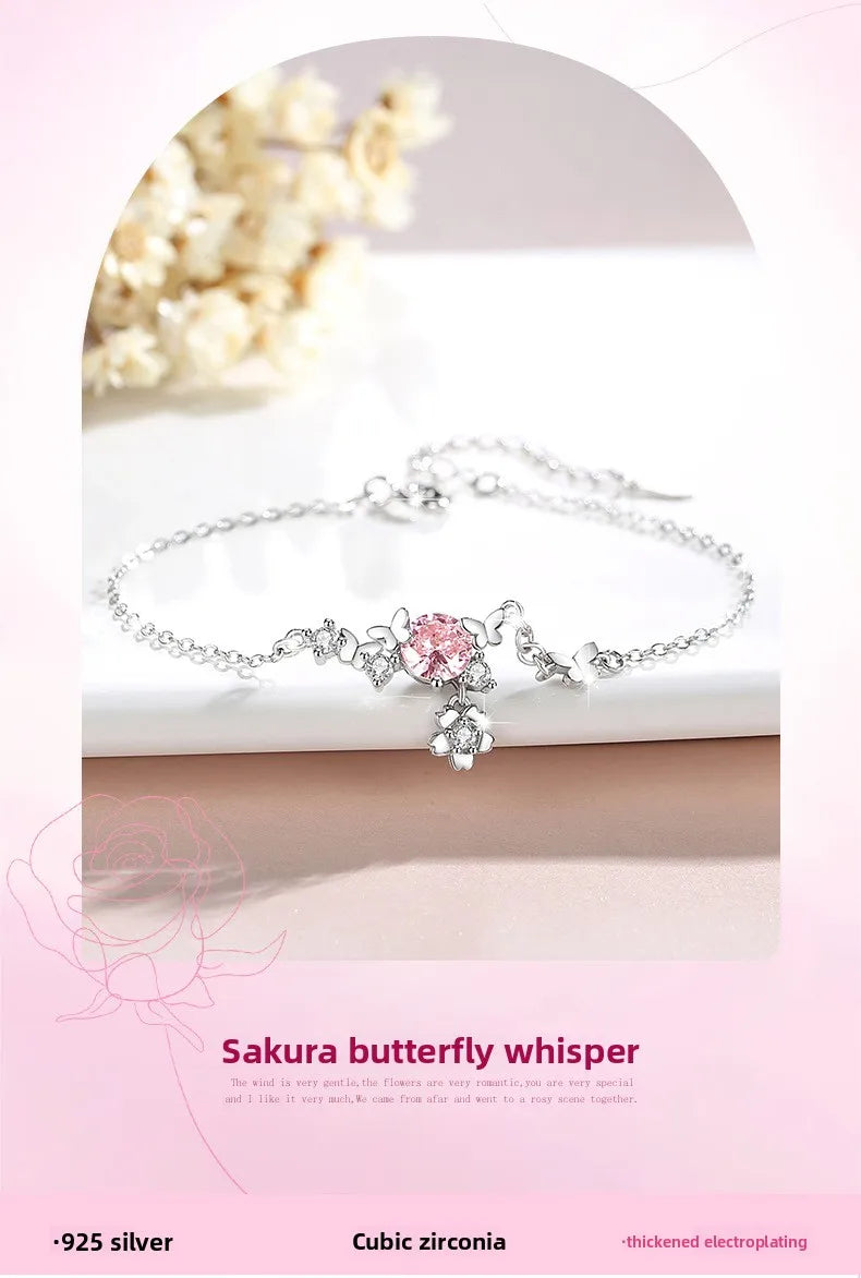🌸🦋 Sakura Pure Sterling Silver 925 Butterfly Bracelet 🦋🌸