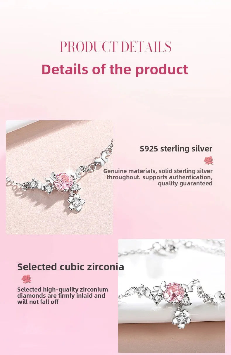🌸🦋 Sakura Pure Sterling Silver 925 Butterfly Bracelet 🦋🌸