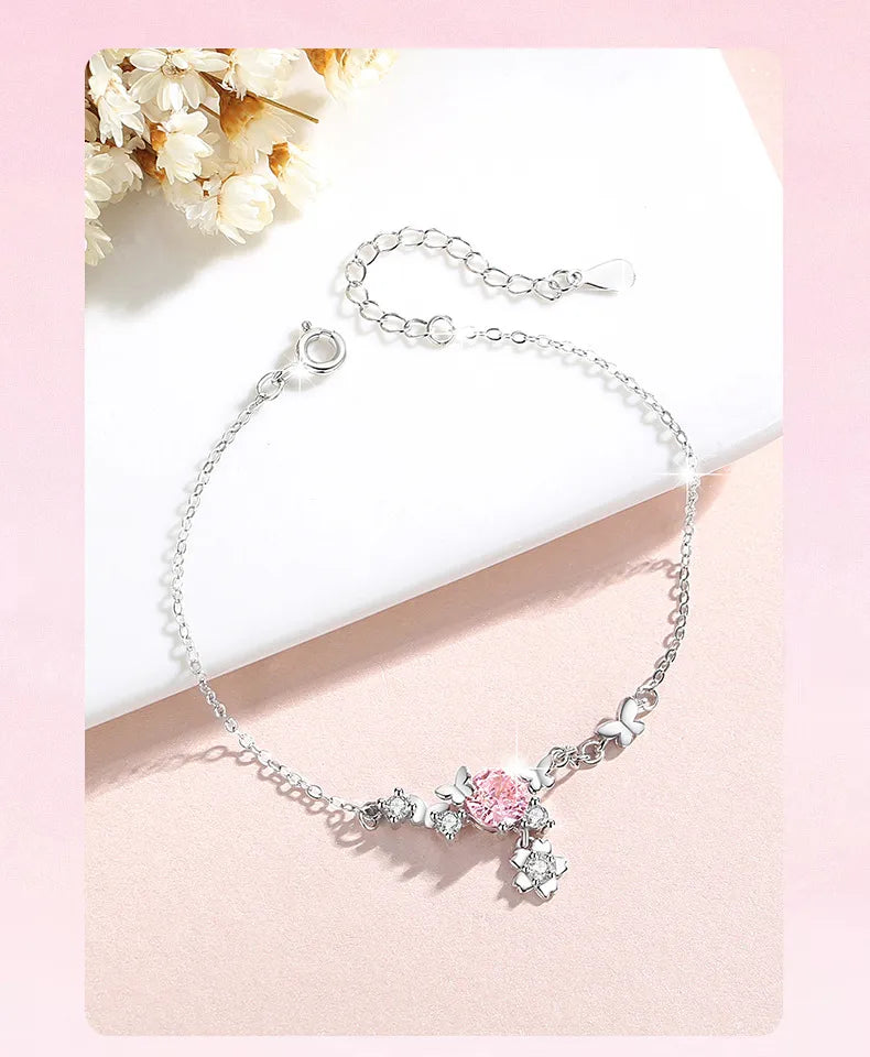 🌸🦋 Sakura Pure Sterling Silver 925 Butterfly Bracelet 🦋🌸