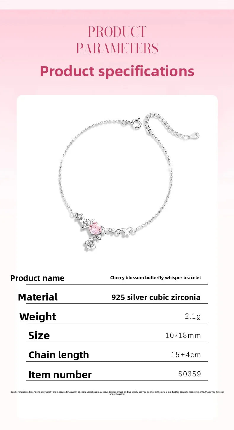 🌸🦋 Sakura Pure Sterling Silver 925 Butterfly Bracelet 🦋🌸