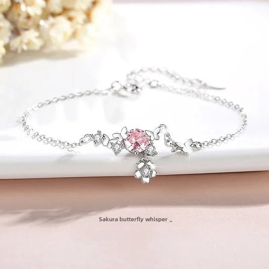 🌸🦋 Sakura Pure Sterling Silver 925 Butterfly Bracelet 🦋🌸
