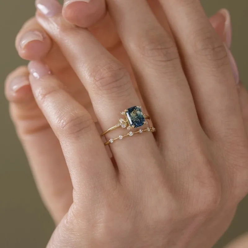 💙 2pc Blue Zirconia Ring Set 💙