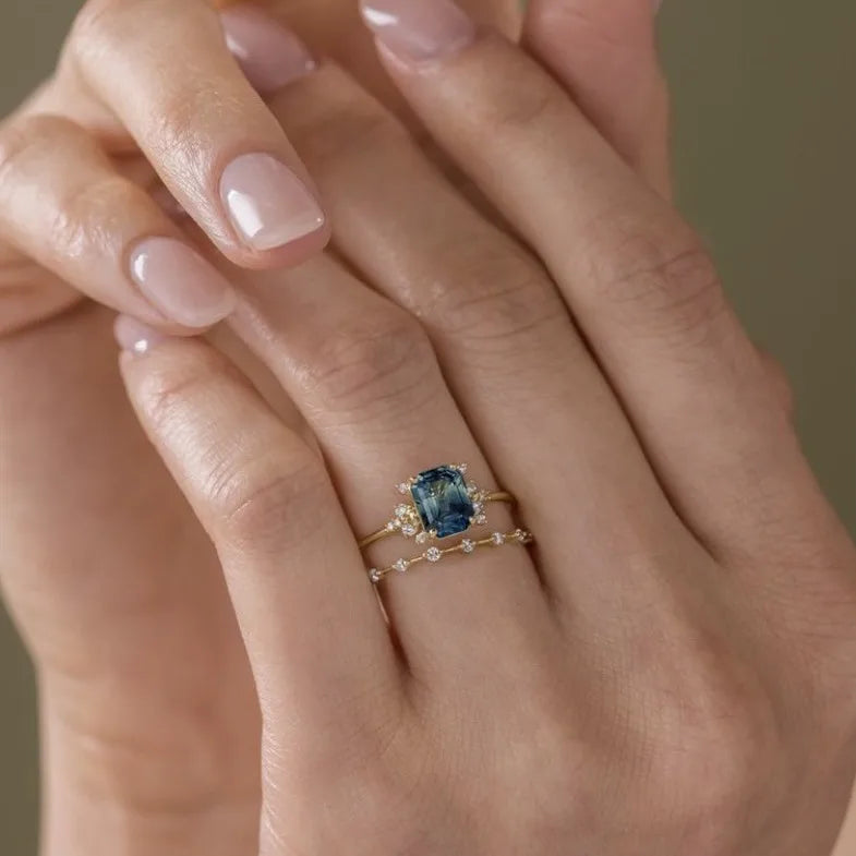 💙 2pc Blue Zirconia Ring Set 💙
