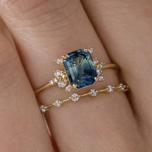💙 2pc Blue Zirconia Ring Set 💙