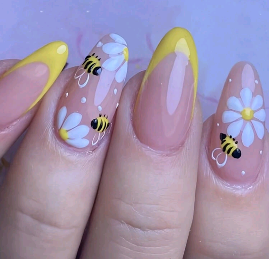 🐝💛 Bee Almond Yellow French Tip Press-On Nails 💛🐝
