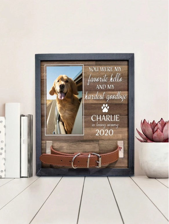🐾🌈  Personalised Pet Memorial Photo Frame & Collar Holder 🌈🐾