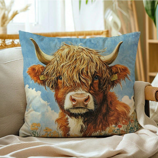 🐮✨ 1pc Colourful Highland Cow Cushion Cover ✨🐮