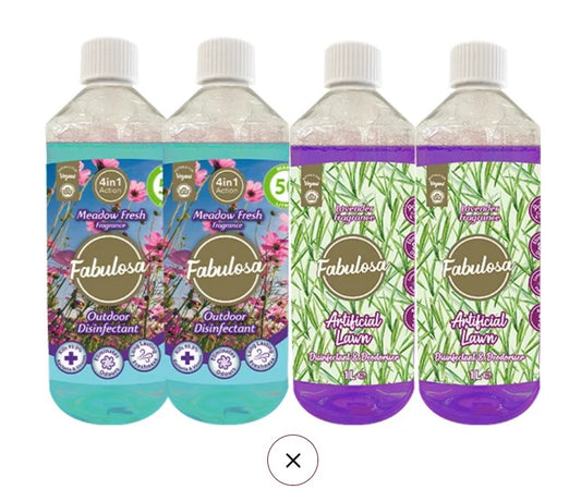Outdoor Cleaning Bundle, 2 x Artificial Lawn Cleaner Lavender Fragrance, 2 x Outdoor Disinfectant Meadow Fresh Fragrance