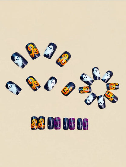 🎃👻 Cute Short Halloween False Nails 👻🎃