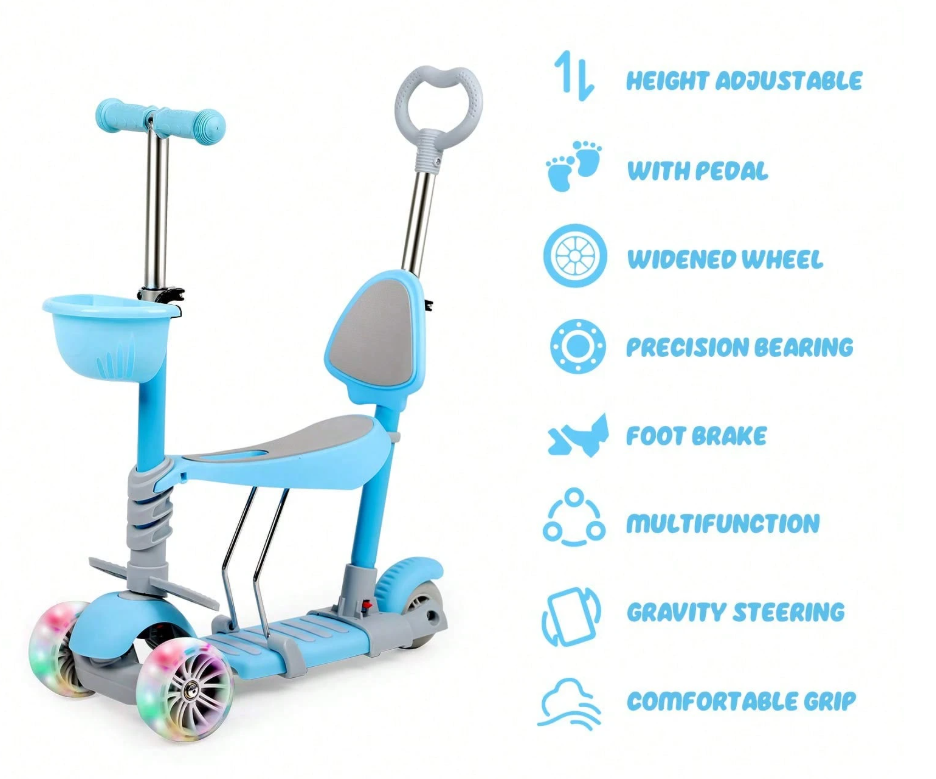 🛴 3-Wheel Kids Kick Scooters 5-in-1 Design 🛴