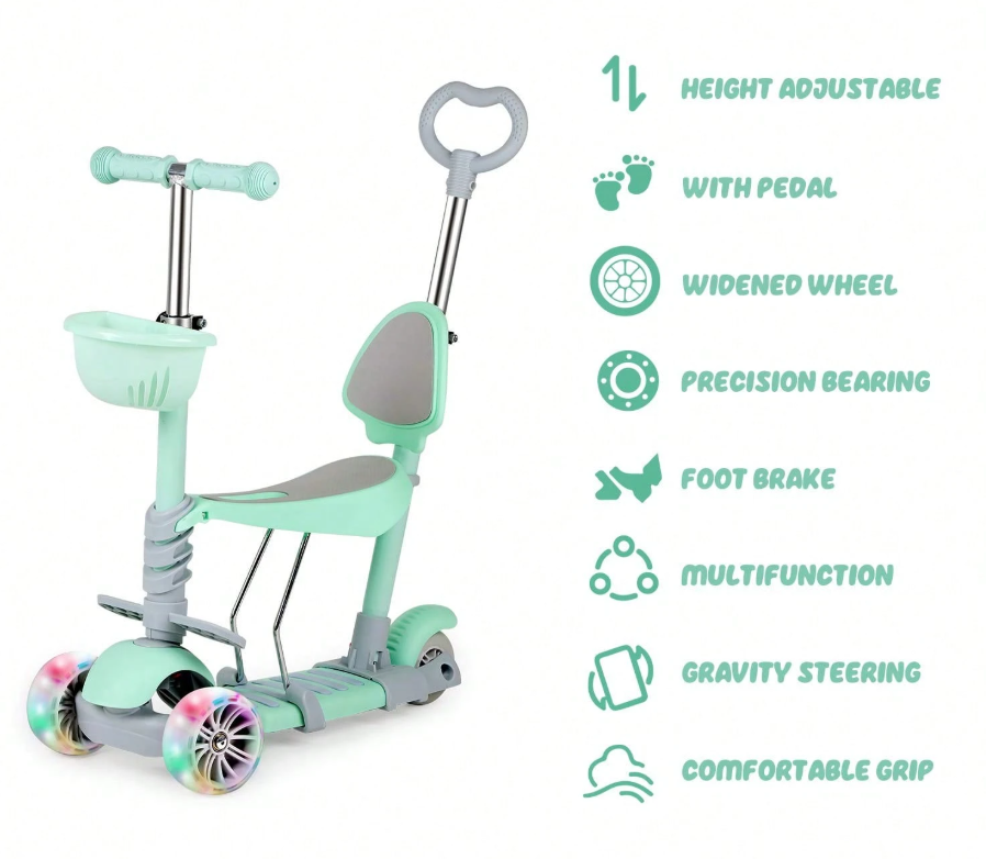 🛴 3-Wheel Kids Kick Scooters 5-in-1 Design 🛴