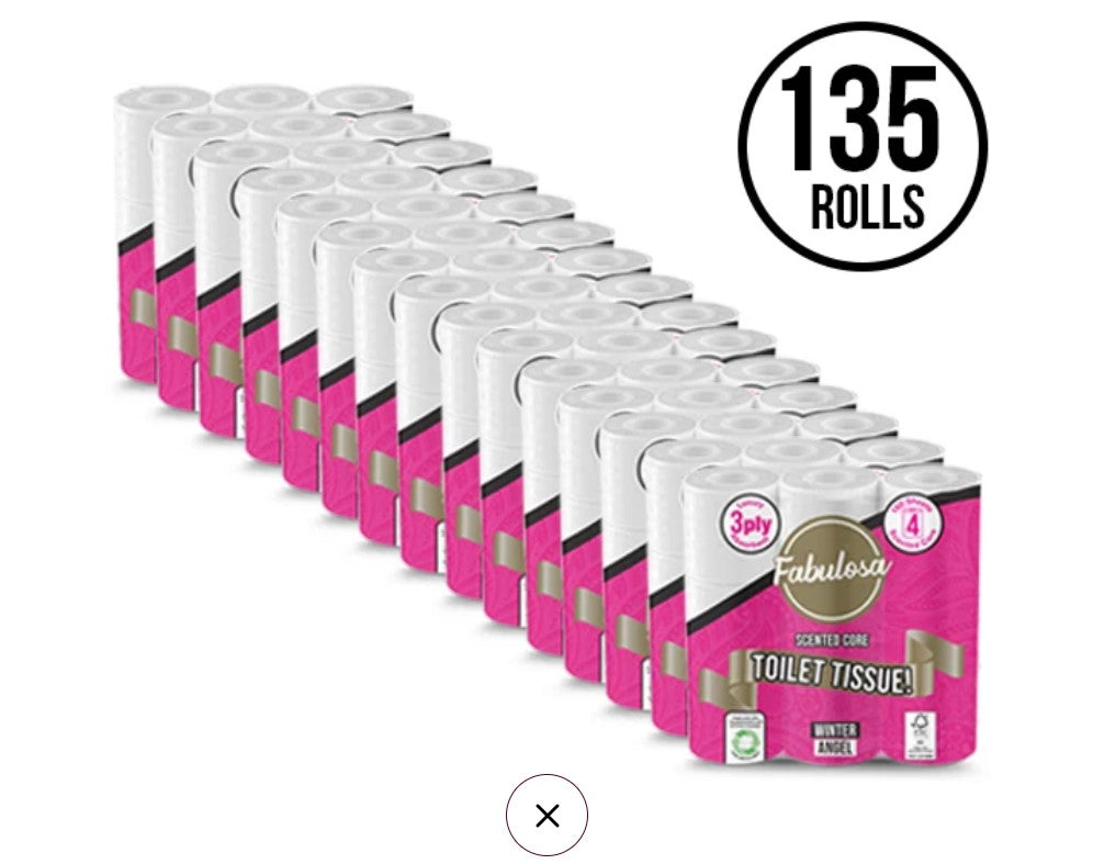 135 Pack 3 Ply Scented Toilet Roll Winter Angel Fragranced 15 x 9 Pack Bundle