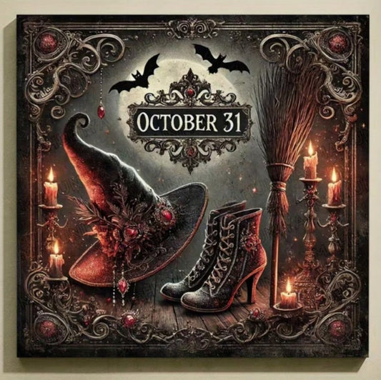 🗓️ October Witch's Hat & Broom Diamond Painting 🗓️