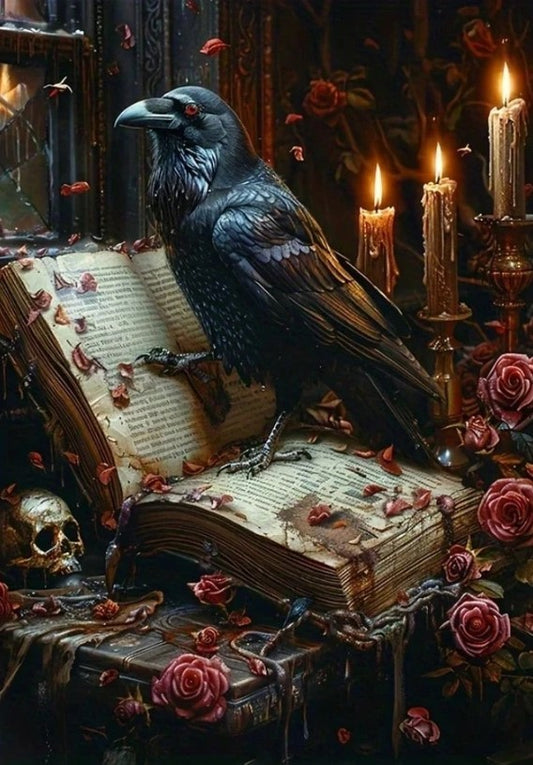 🖤✨ Raven on Spell Book Diamond Painting ✨🖤