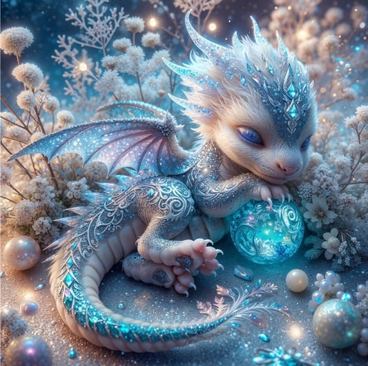 💙 Baby Sleeping Blue Dragon with Egg Diamond Painting Kit 💙