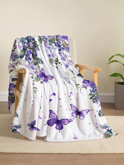 💜🦋 Purple Floral Butterfly Blanket🦋💜