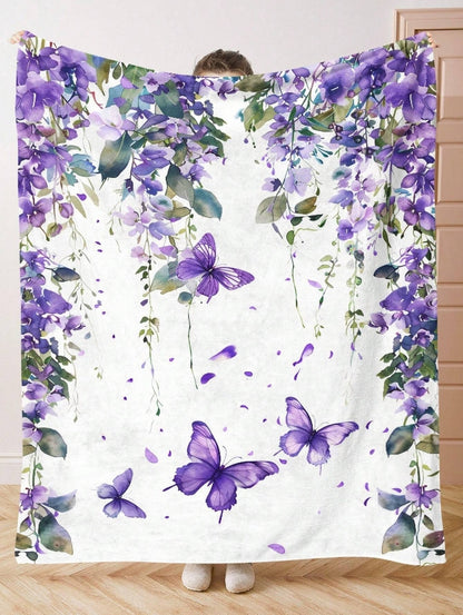 💜🦋 Purple Floral Butterfly Blanket🦋💜